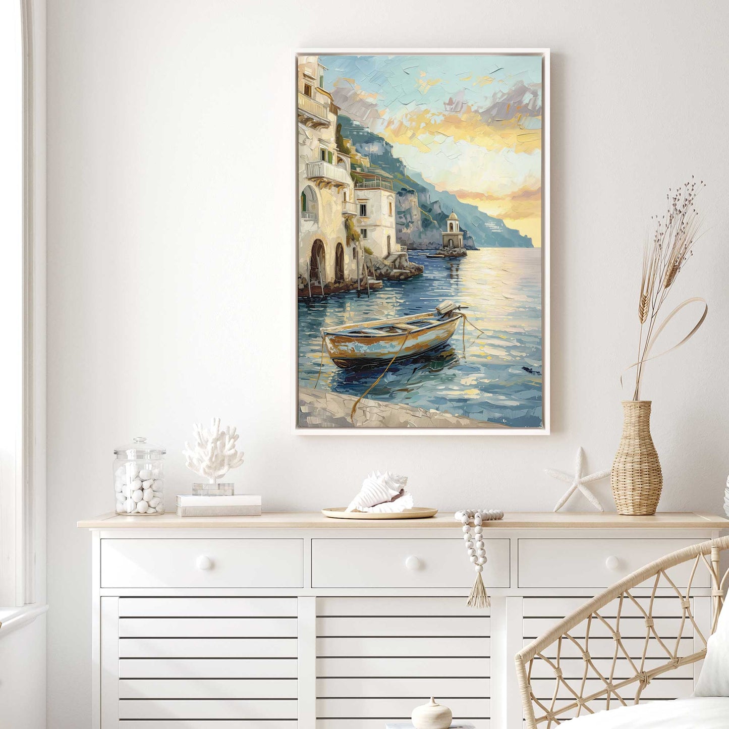 Drifting Boat at Sunset Canvas Print