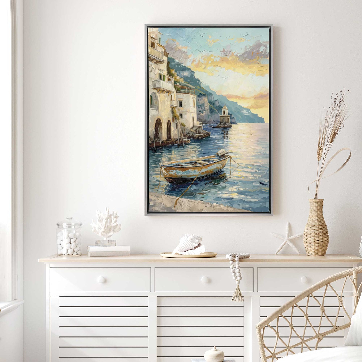 Drifting Boat at Sunset Canvas Print