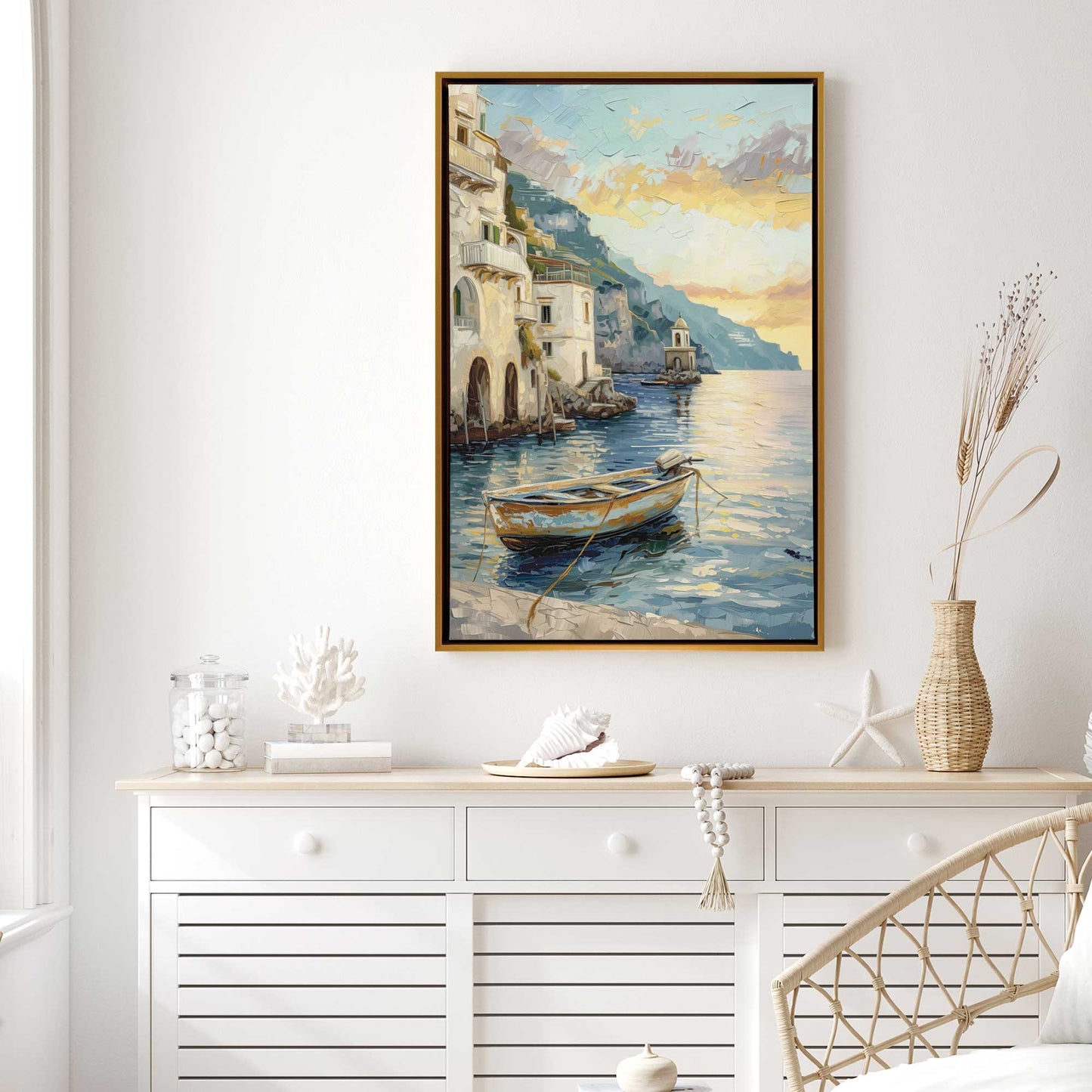 Drifting Boat at Sunset Canvas Print