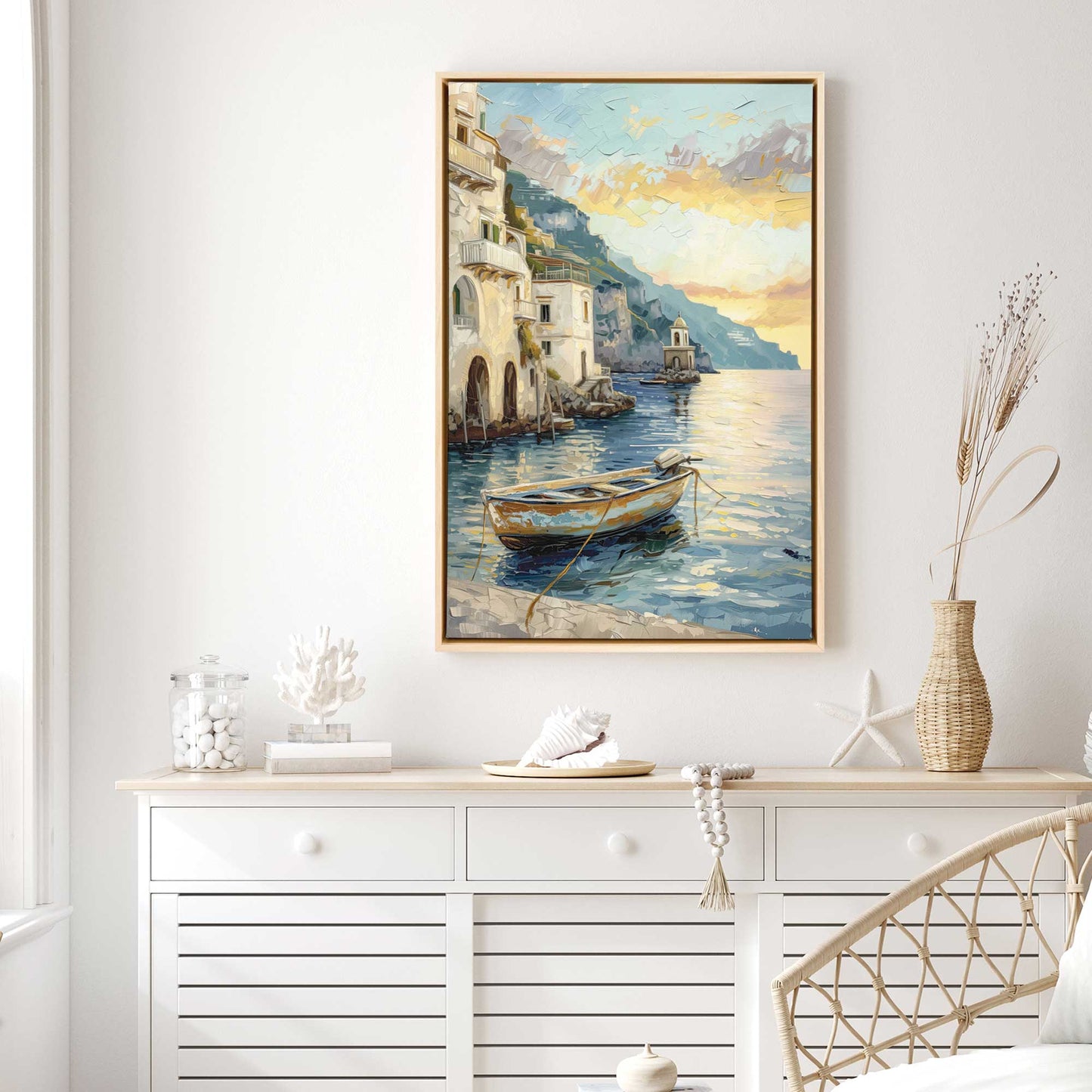 Drifting Boat at Sunset Canvas Print