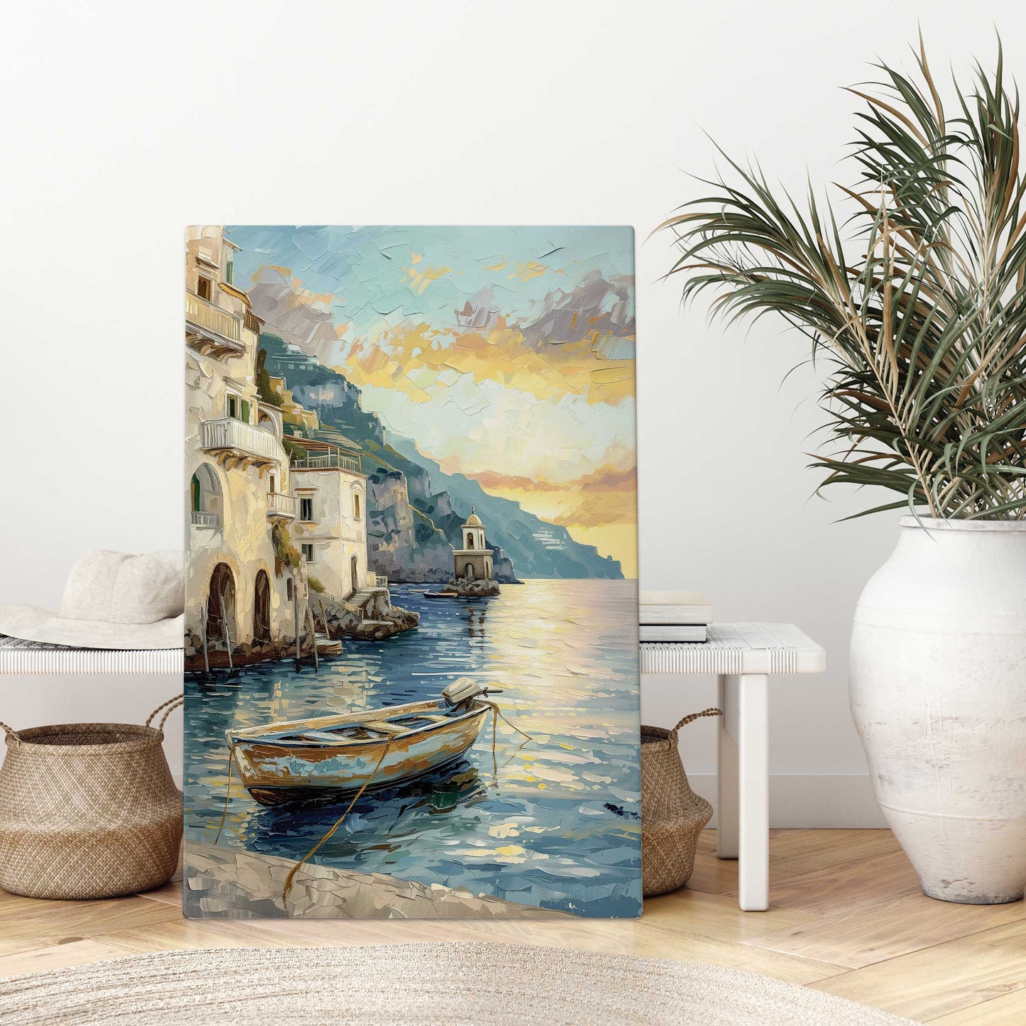 Drifting Boat at Sunset Canvas Print