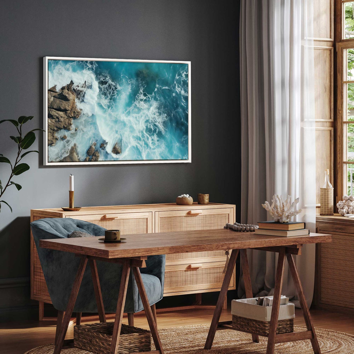 Crashing Waves From Above v1 Canvas Print
