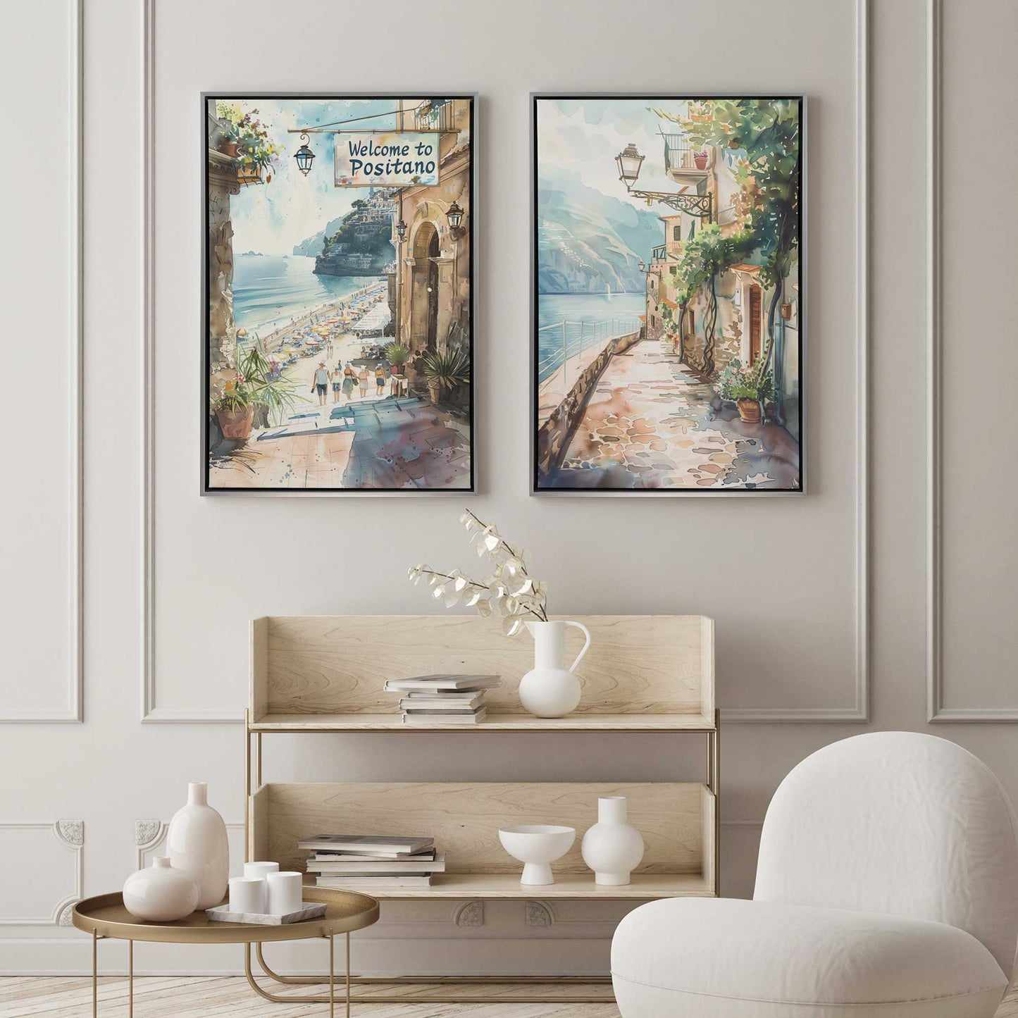 Coastal Walkways of Italy Canvas Print, Set of 2