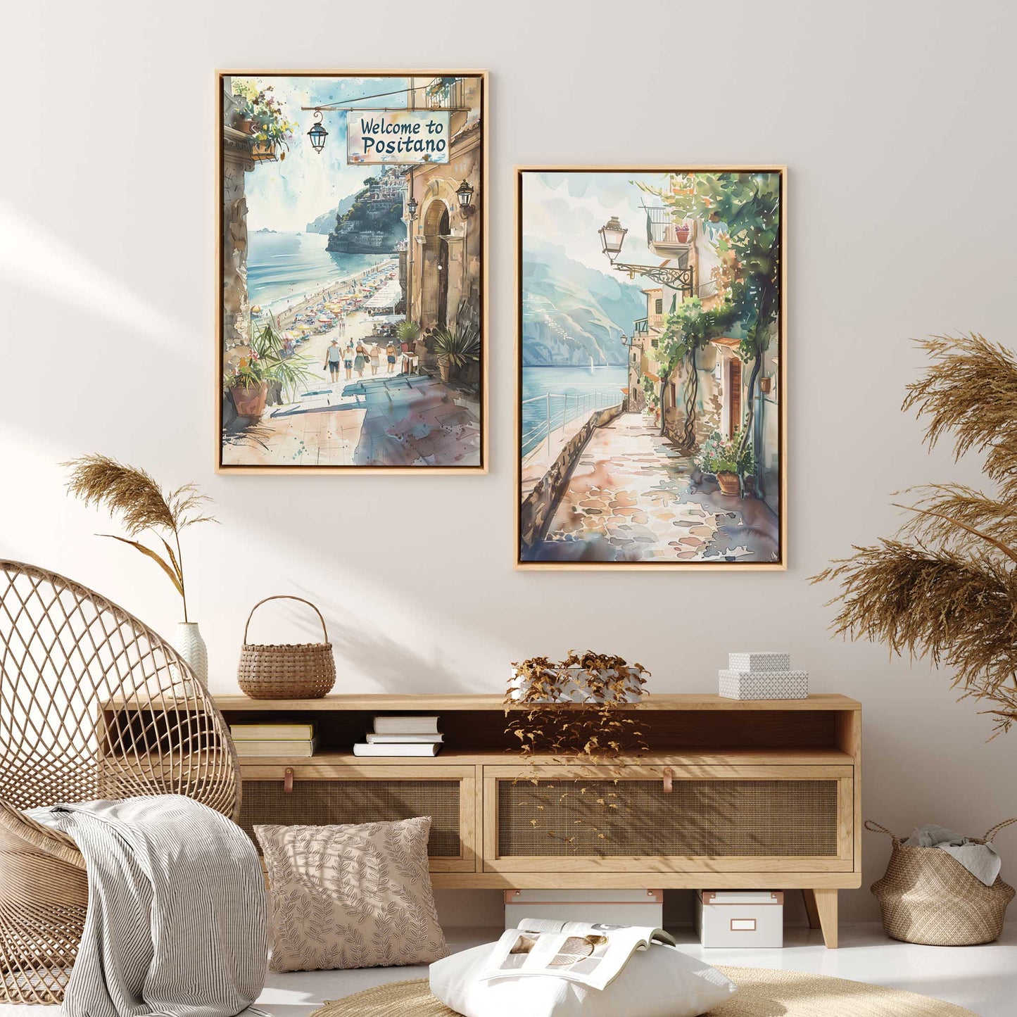 Coastal Walkways of Italy Canvas Print, Set of 2