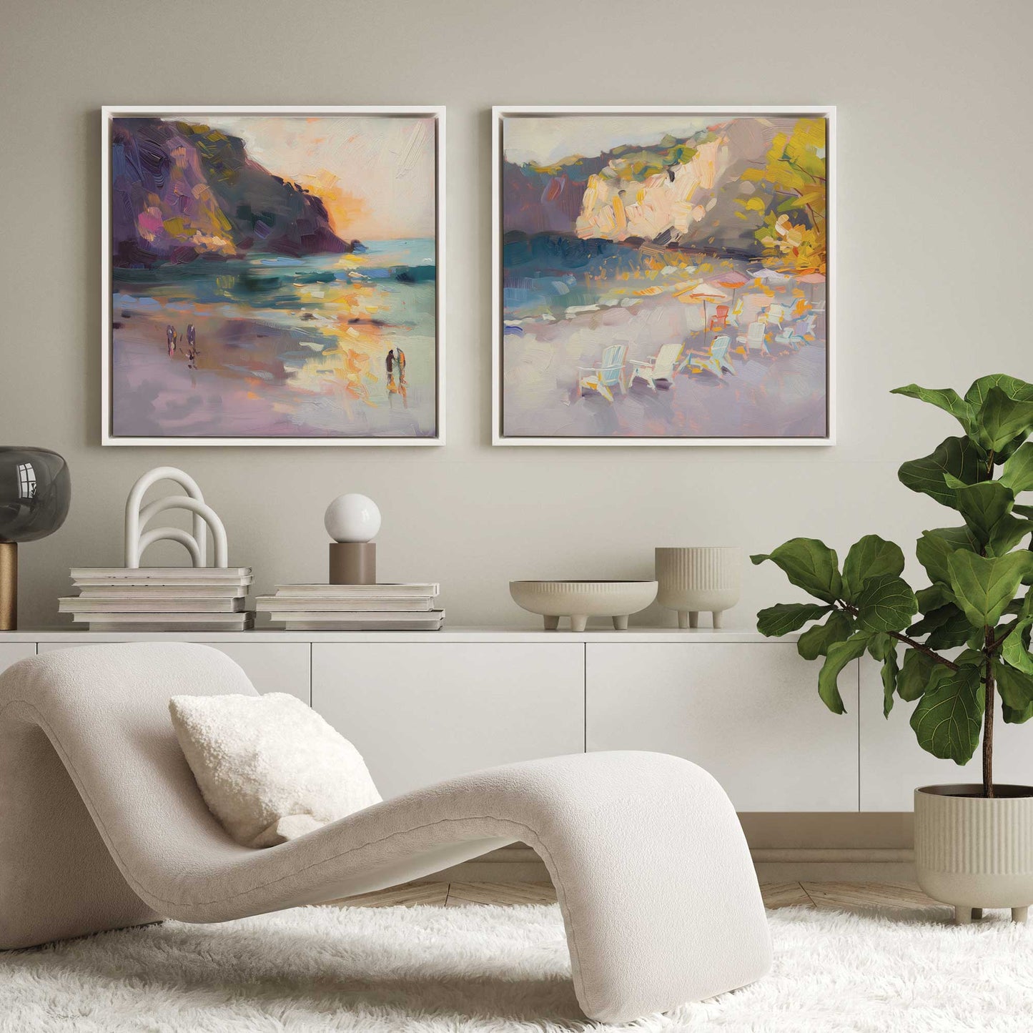 Sunset Shoreline Duo Canvas Print, Set of 2