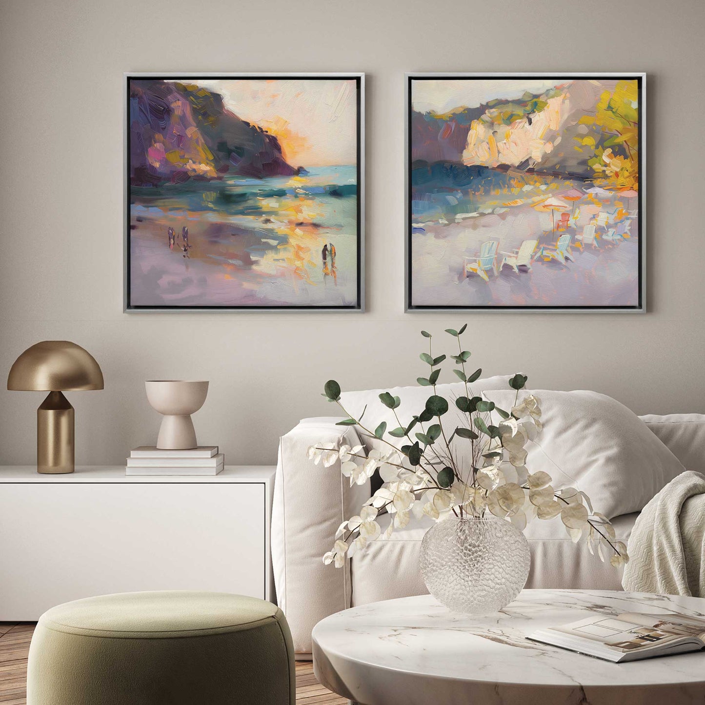 Sunset Shoreline Duo Canvas Print, Set of 2