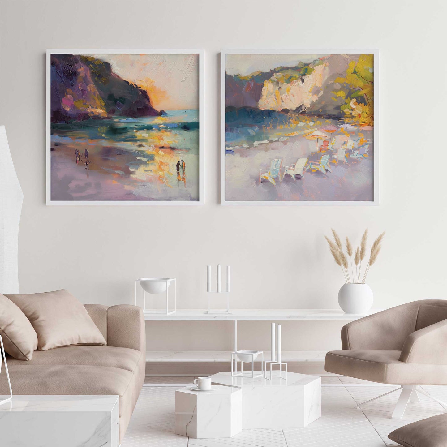 Sunset Shoreline Duo Art Print, Set of 2