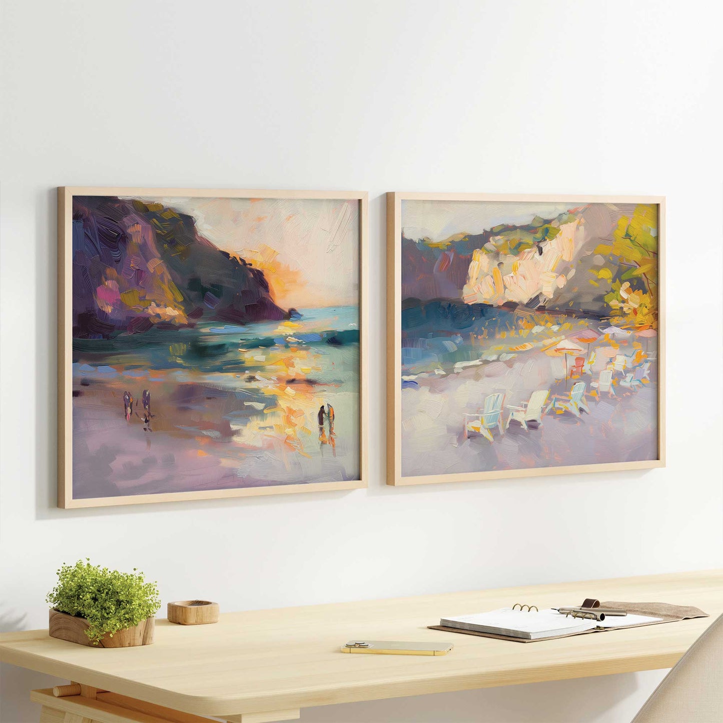 Sunset Shoreline Duo Art Print, Set of 2