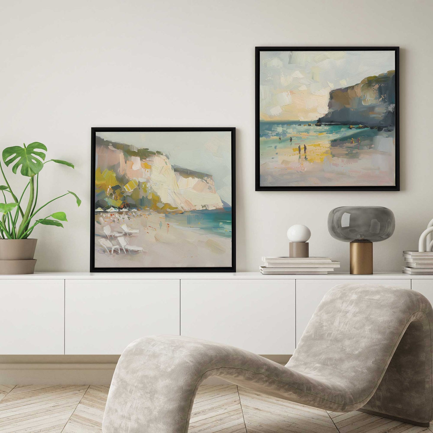 Calm Cliffside Coast Pair Canvas Print, Set of 2