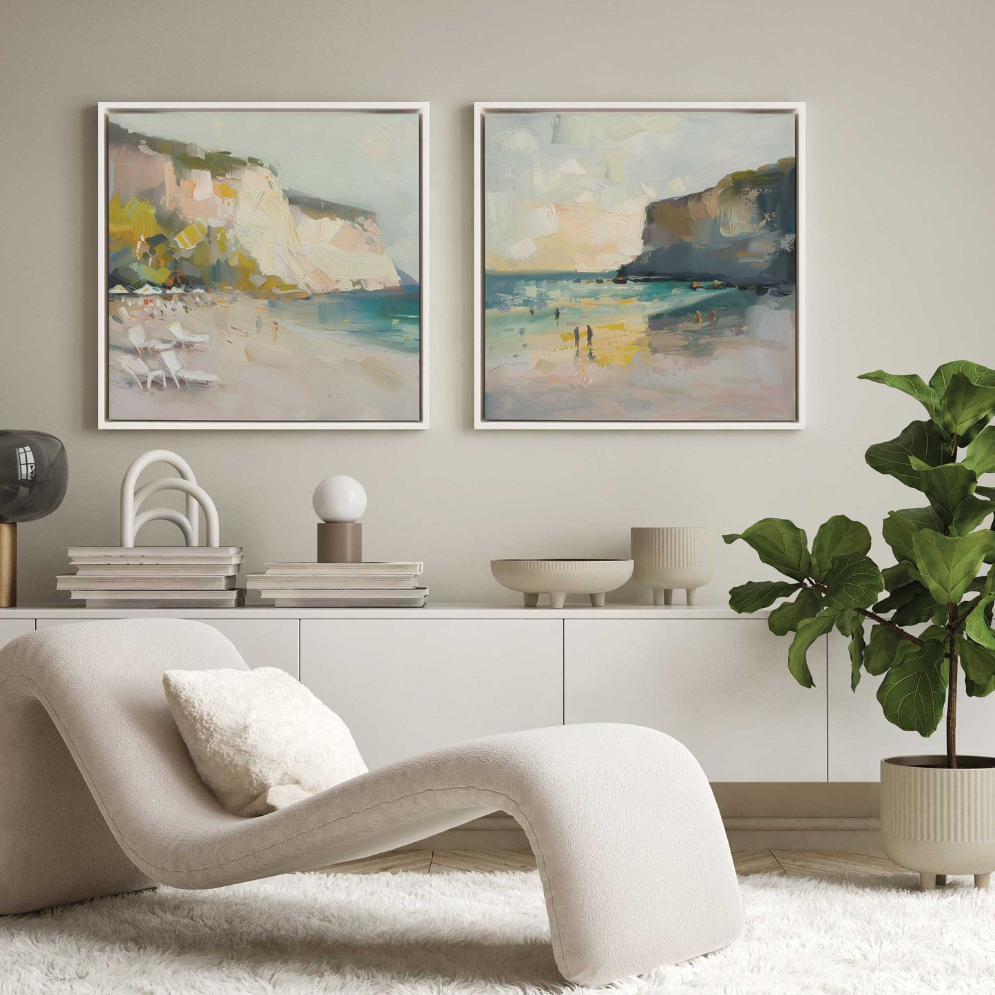 Calm Cliffside Coast Pair Canvas Print, Set of 2