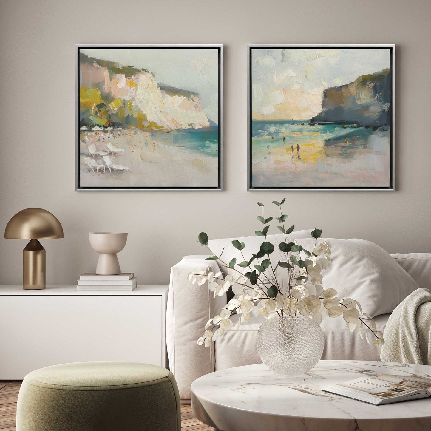 Calm Cliffside Coast Pair Canvas Print, Set of 2