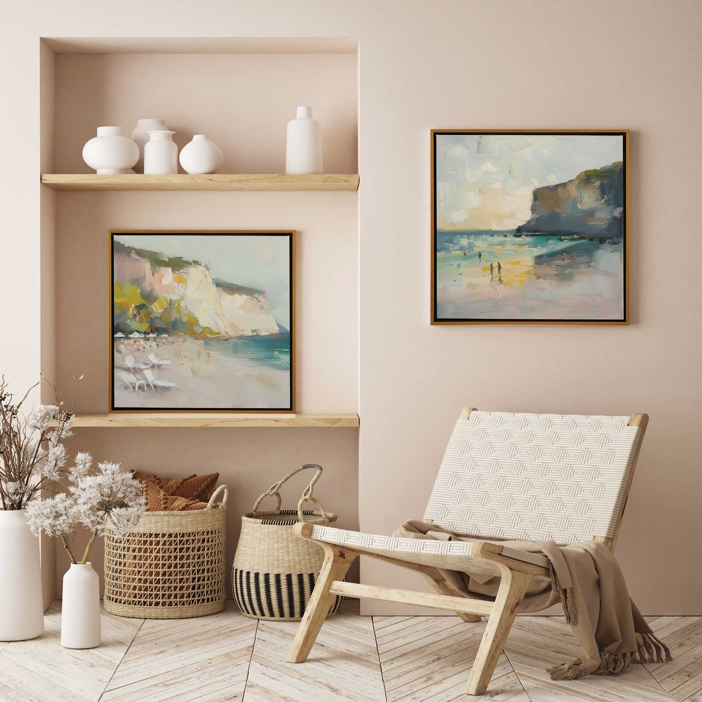 Calm Cliffside Coast Pair Canvas Print, Set of 2