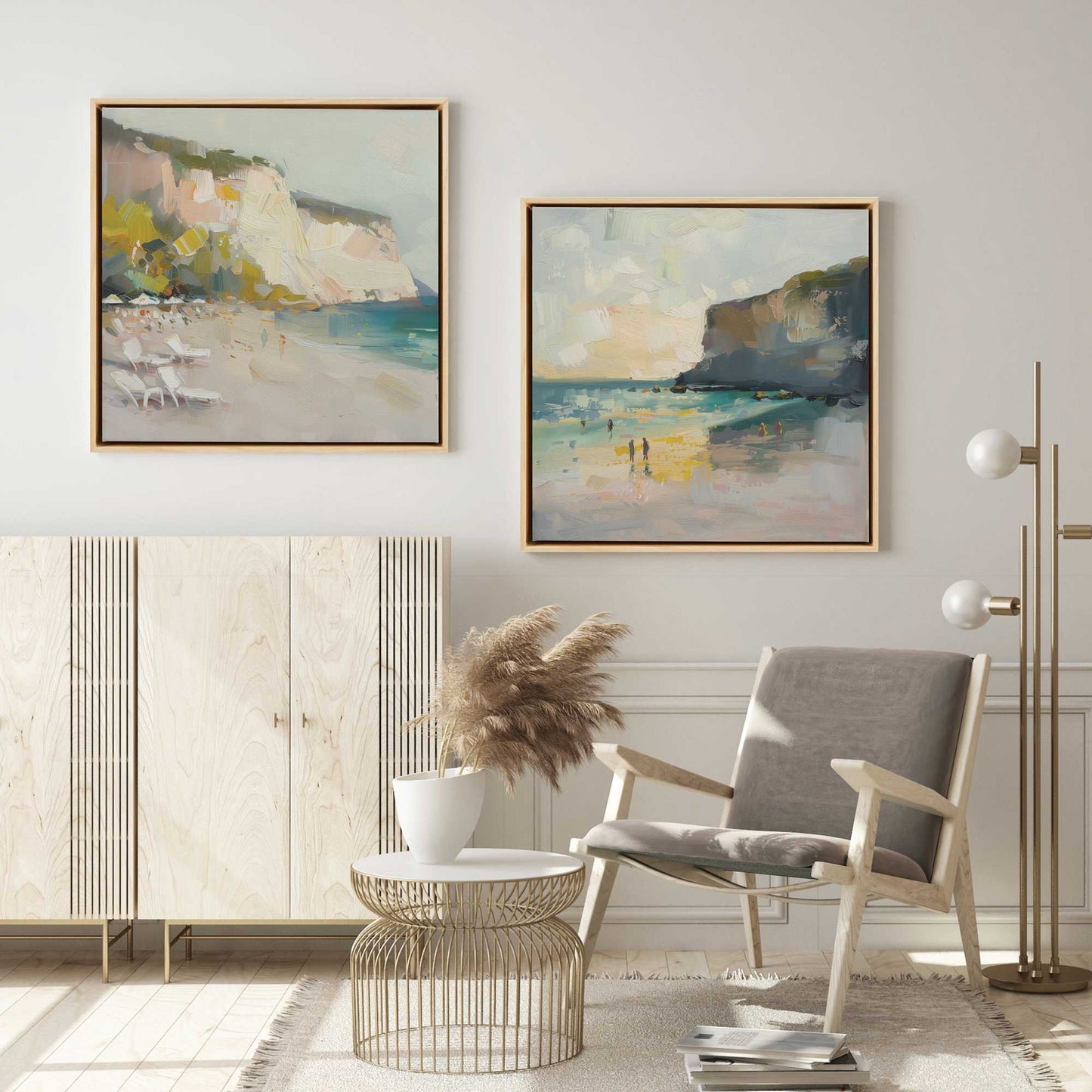 Calm Cliffside Coast Pair Canvas Print, Set of 2