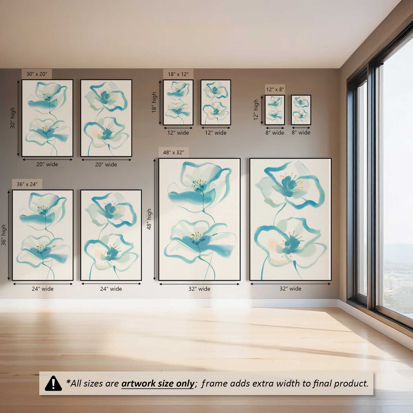 Fluttering Blues, Set of 2 Canvas Prints