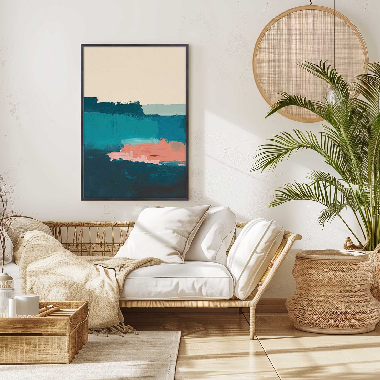 Pink and Blue Color Block II Art Print