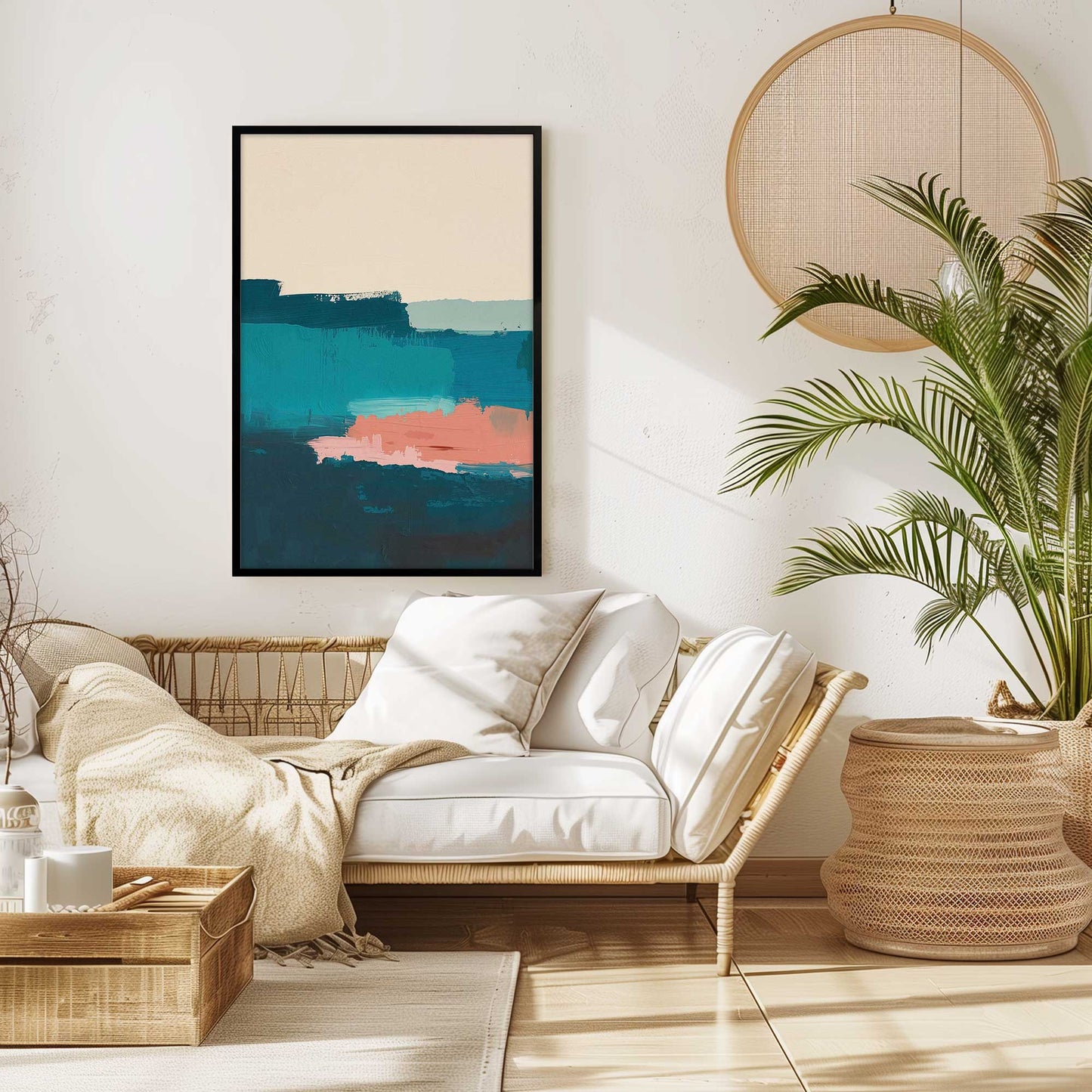 Pink and Blue Color Block II Art Print