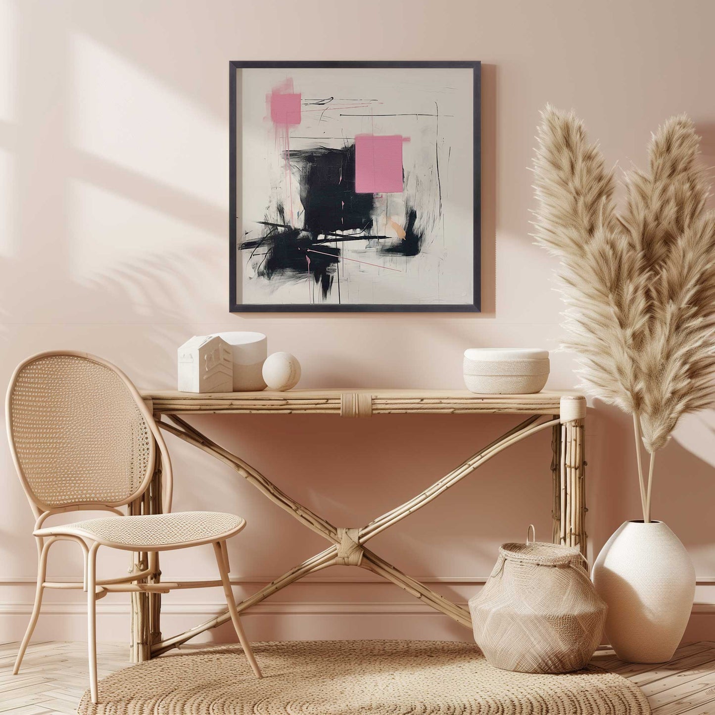 Pink and Black Energy II Art Print