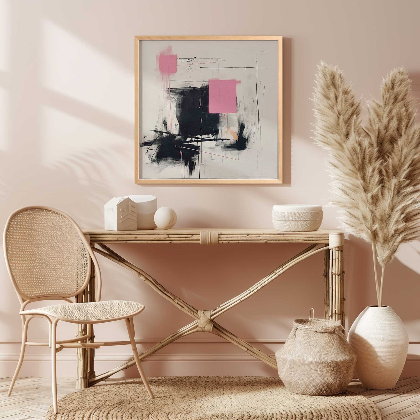 Pink and Black Energy II Art Print