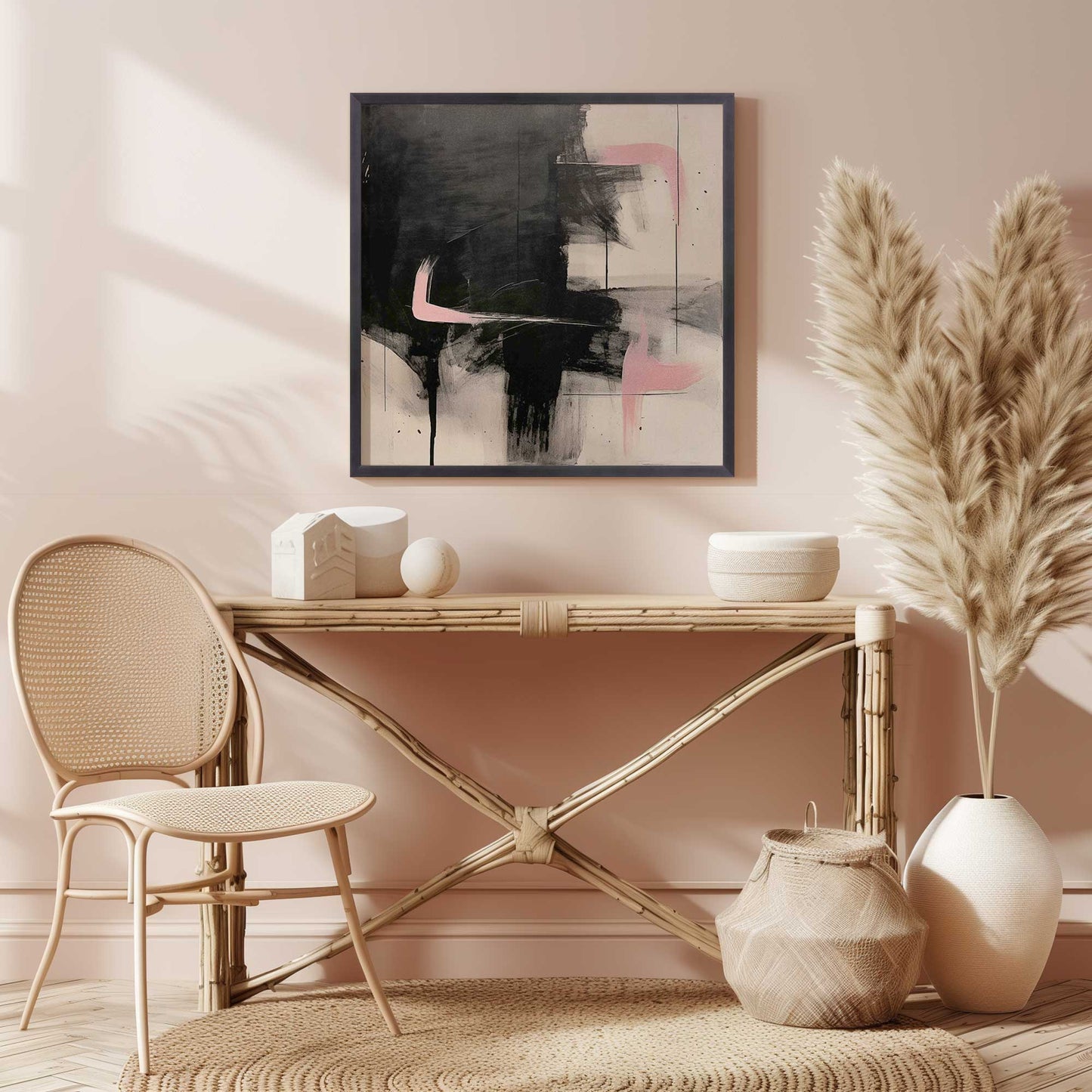 Black and Pink Echoes I Art Print
