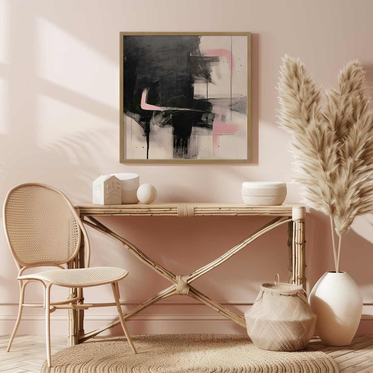 Black and Pink Echoes I Art Print