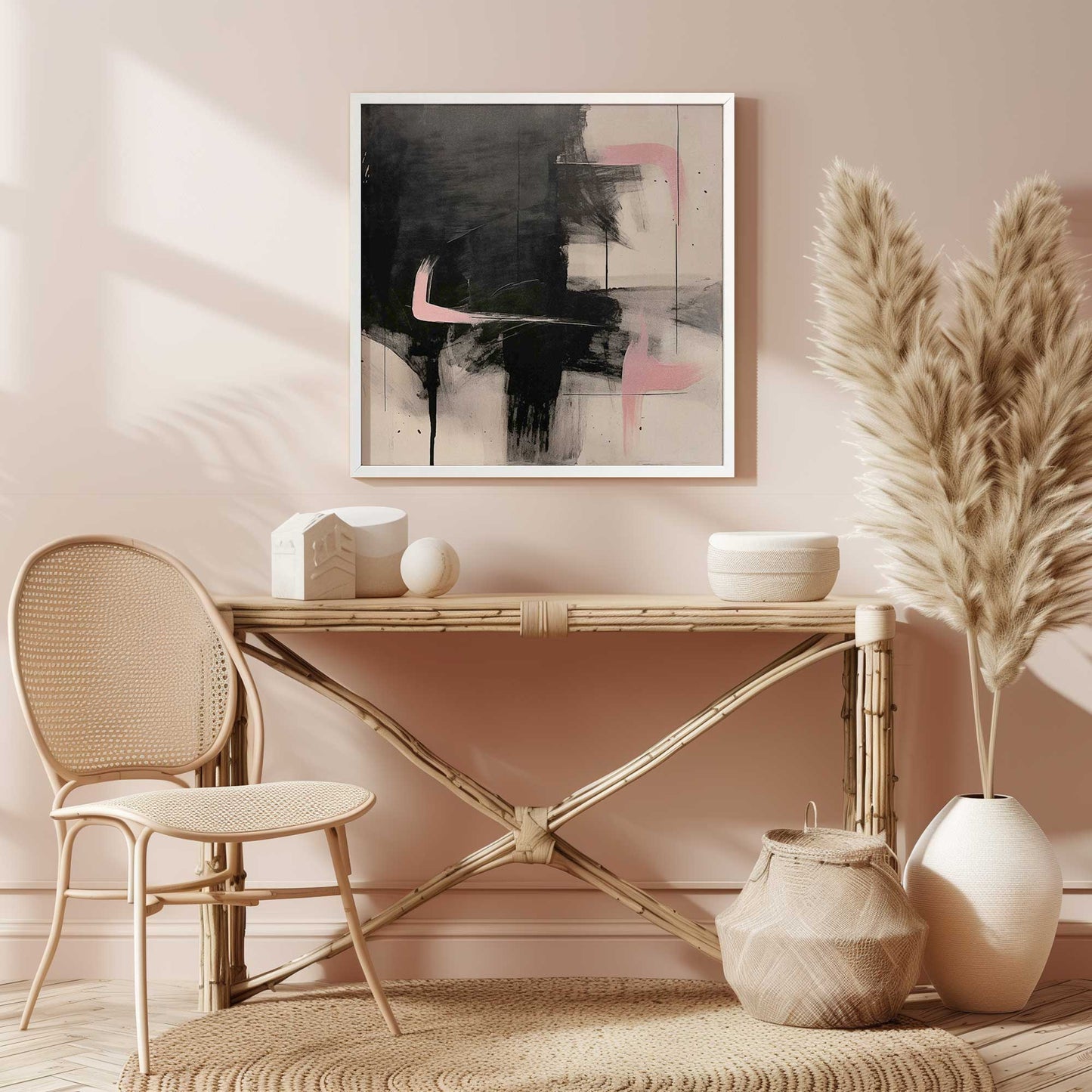 Black and Pink Echoes I Art Print