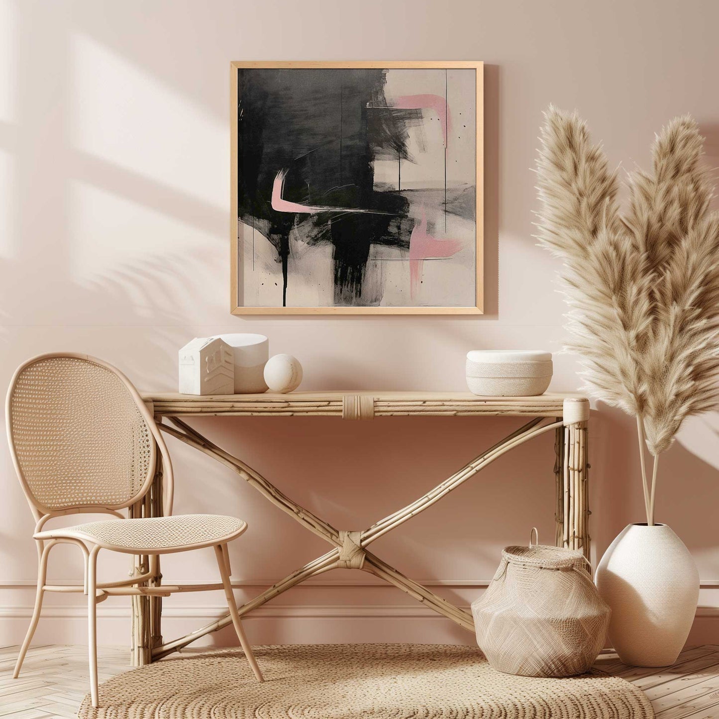 Black and Pink Echoes I Art Print
