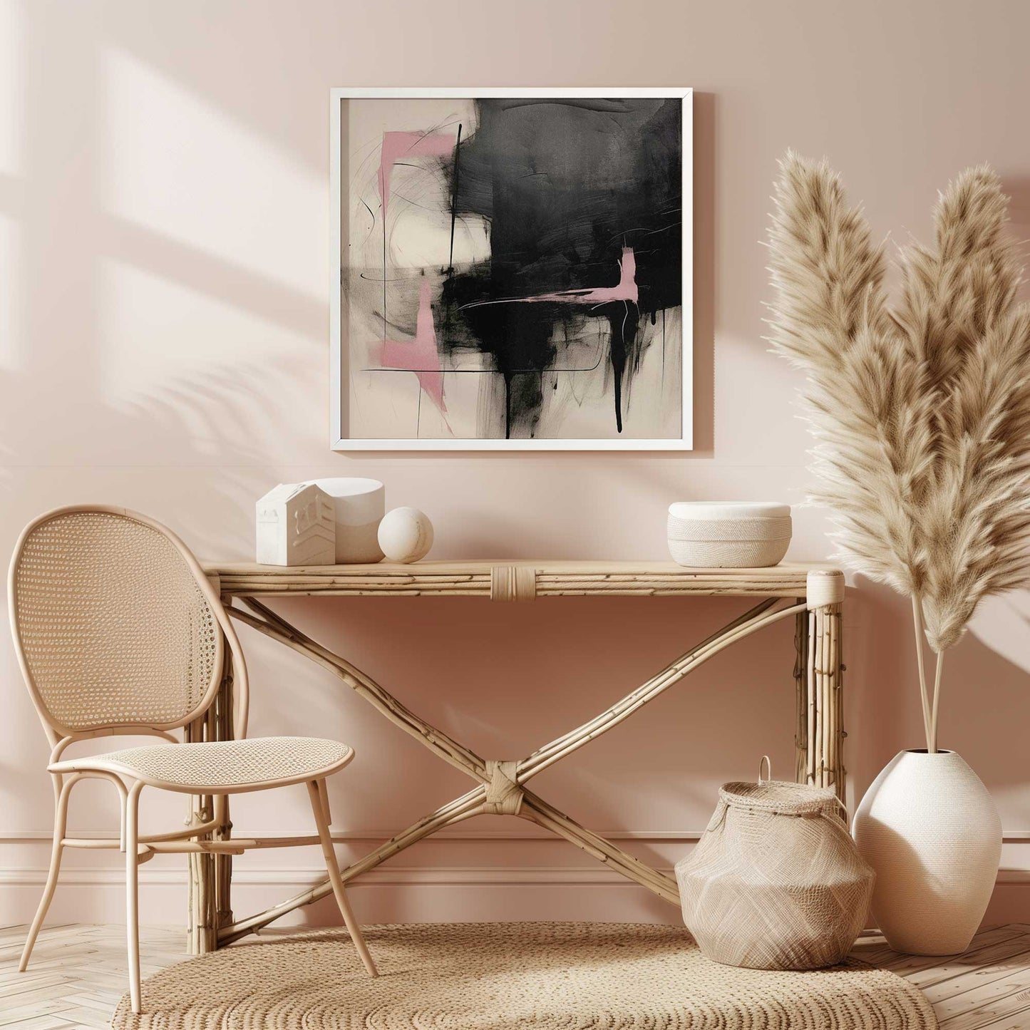 Black and Pink Echoes II Art Print