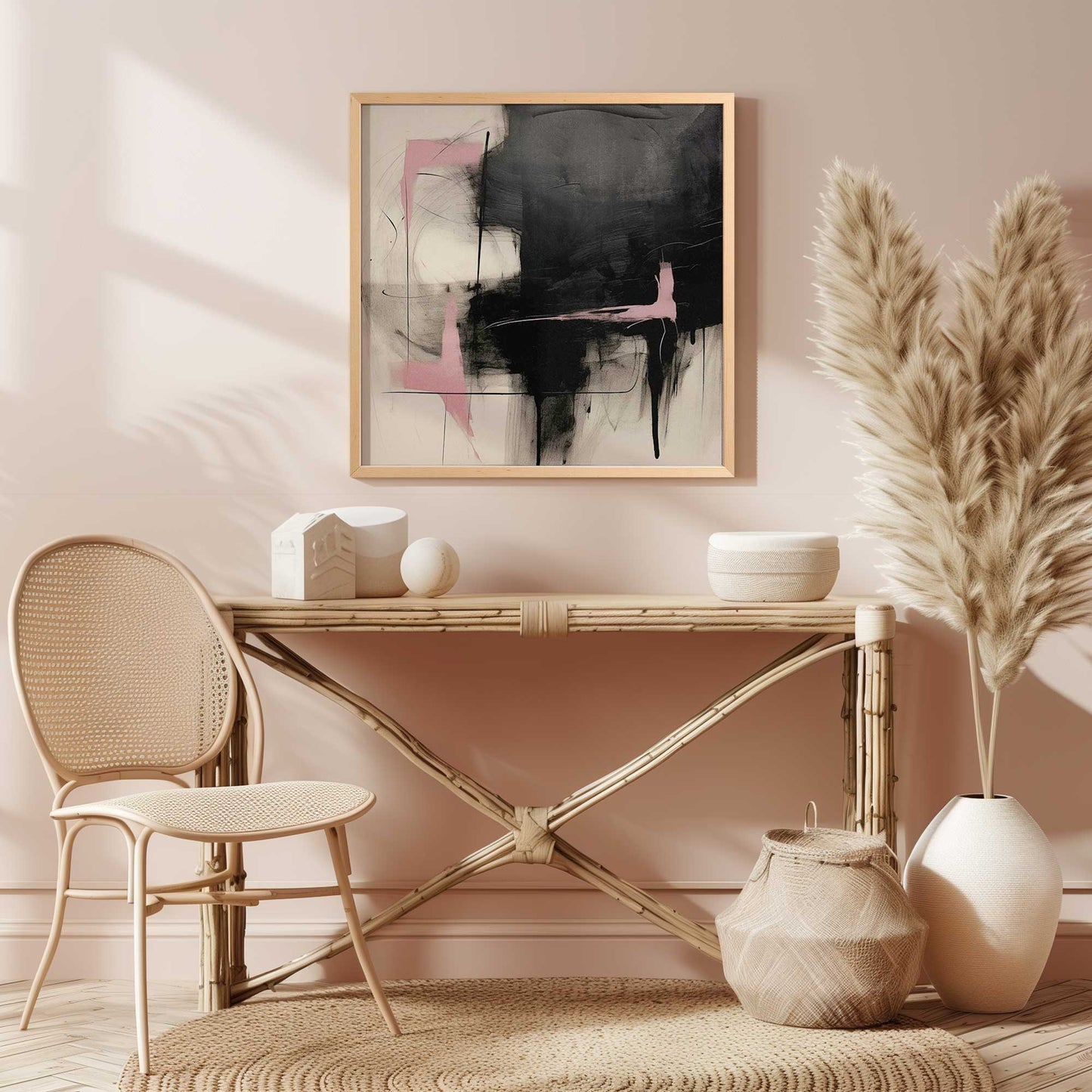 Black and Pink Echoes II Art Print