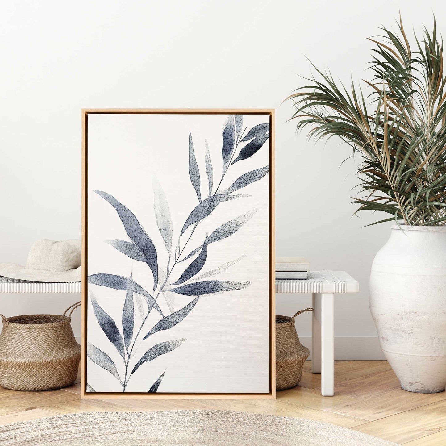 Soft Blue Leaves I Canvas Print
