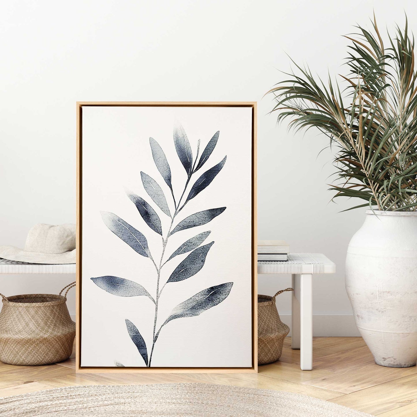 Soft Blue Leaves II Canvas Print