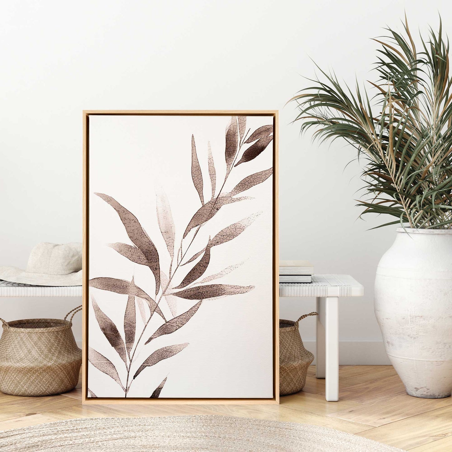 Soft Blush Leaves I Canvas Print