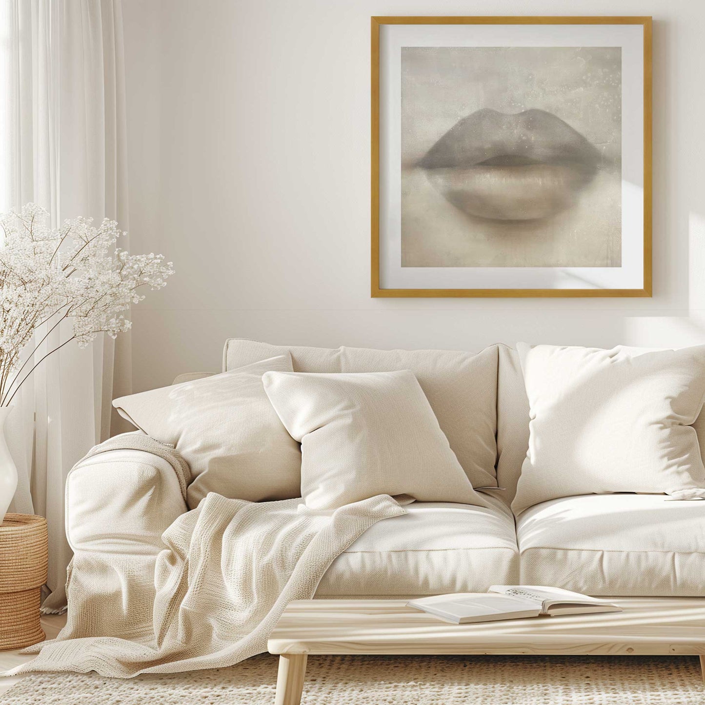 Beige Kiss Lips Art Print