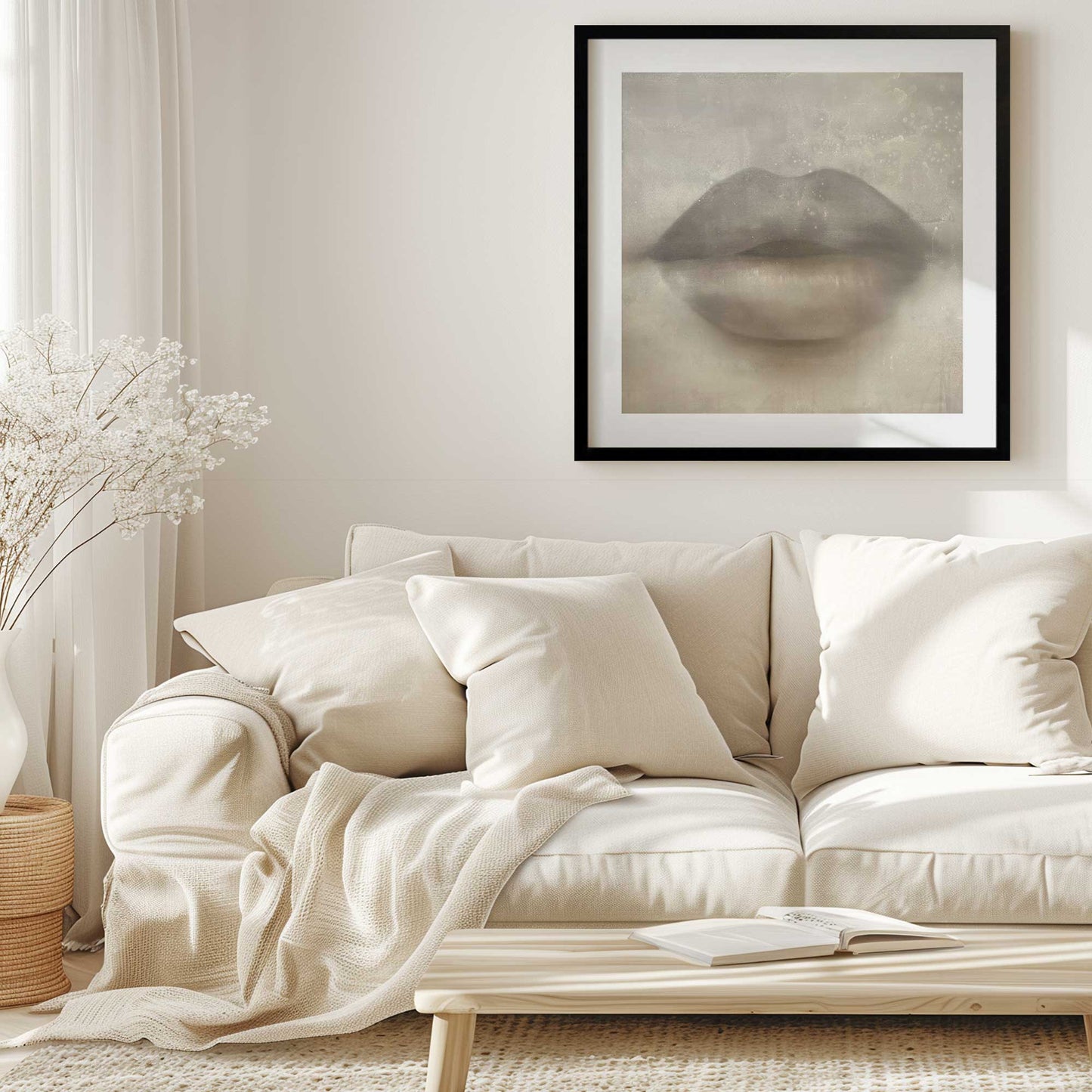 Beige Kiss Lips Art Print