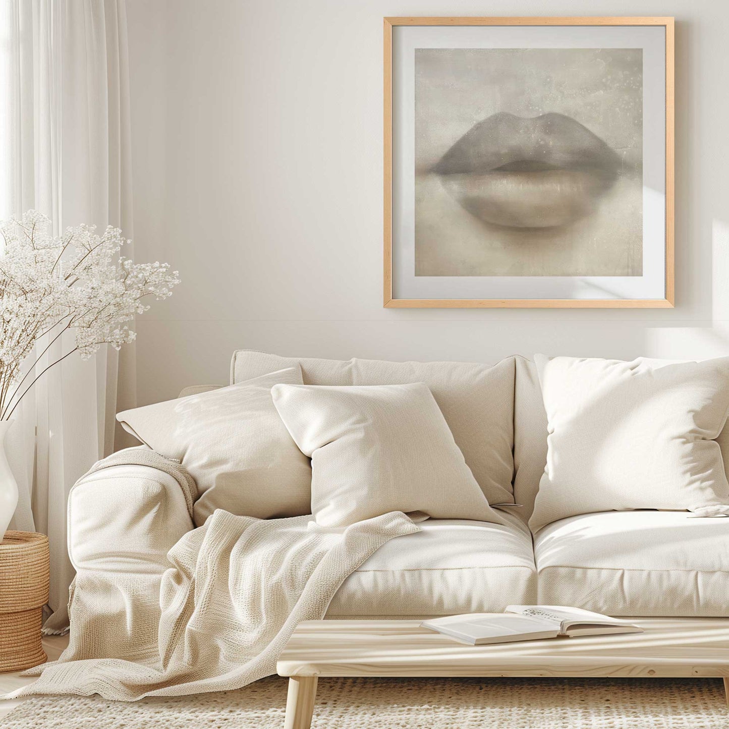 Beige Kiss Lips Art Print