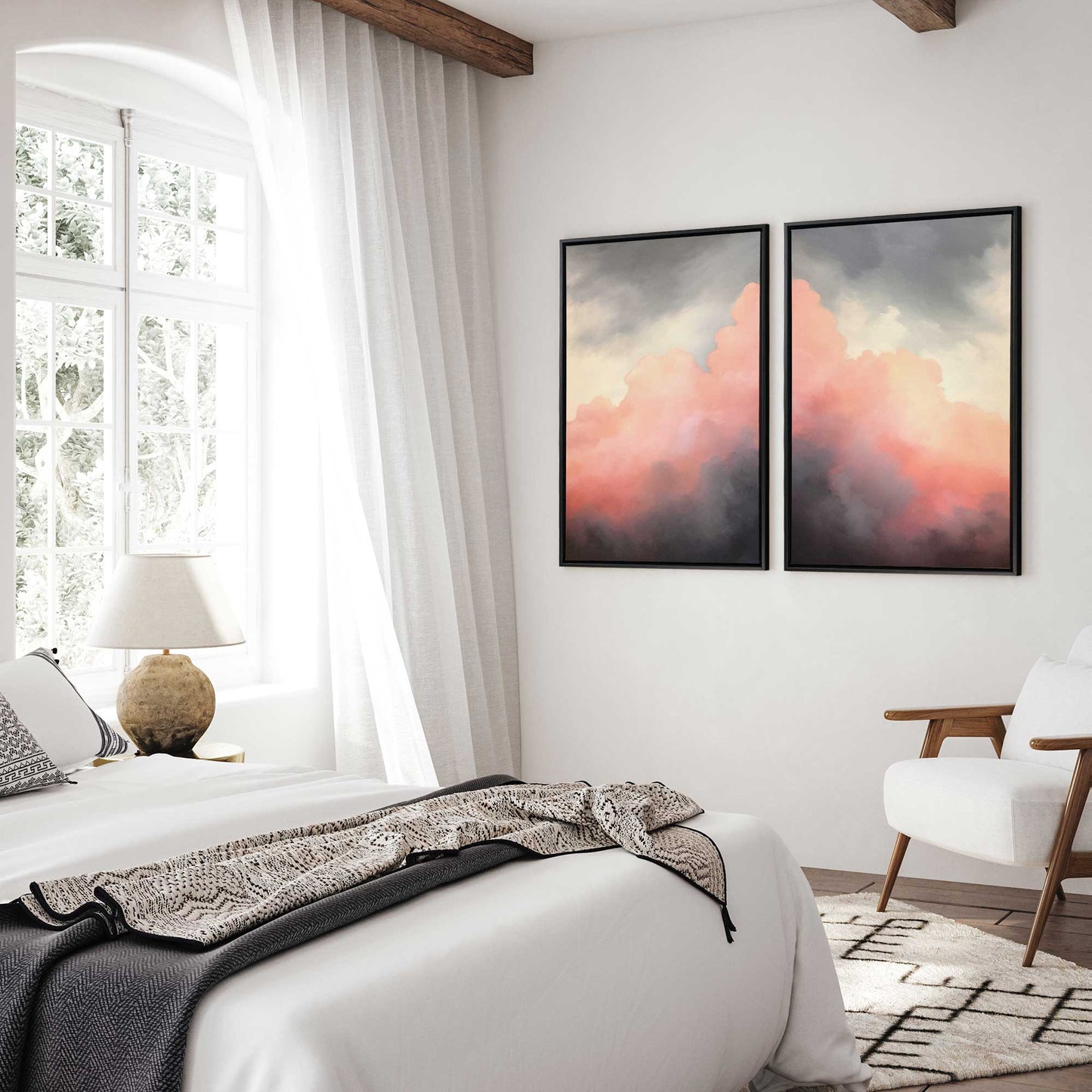 Moody Sunset Clouds Canvas Print, Set of 2