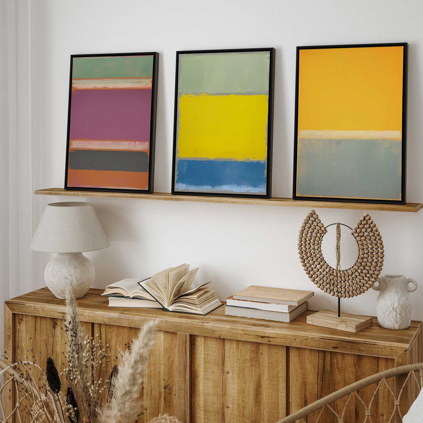 Colorful Abstract Blocks Canvas Print, Set of 3