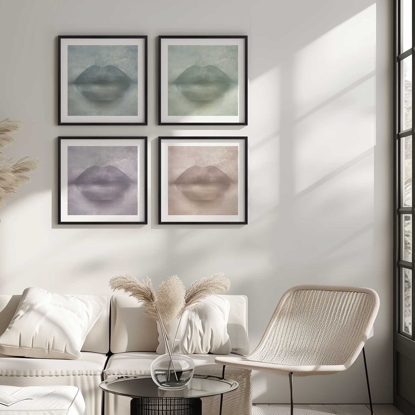 Colorful Kiss Lips Art Print, Set of 4