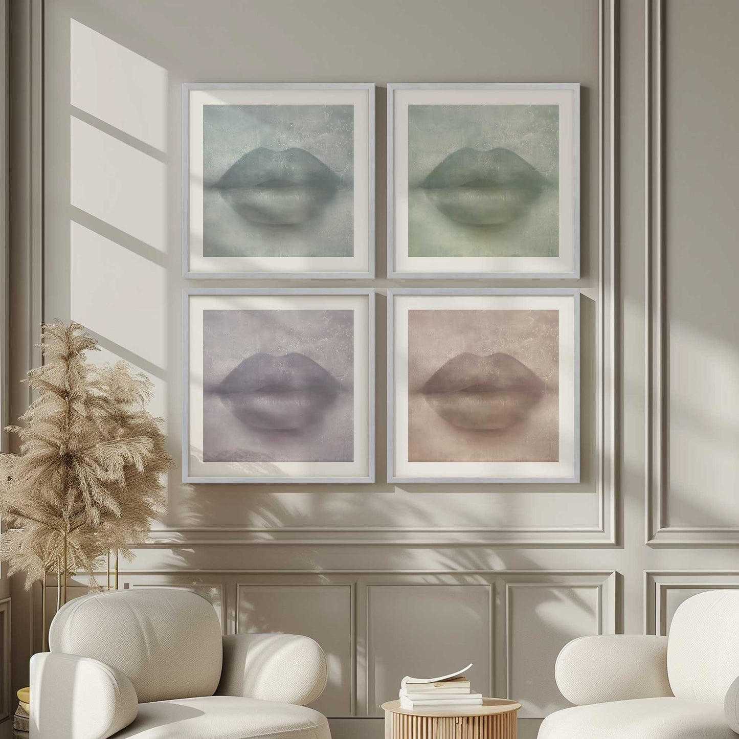 Colorful Kiss Lips Art Print, Set of 4