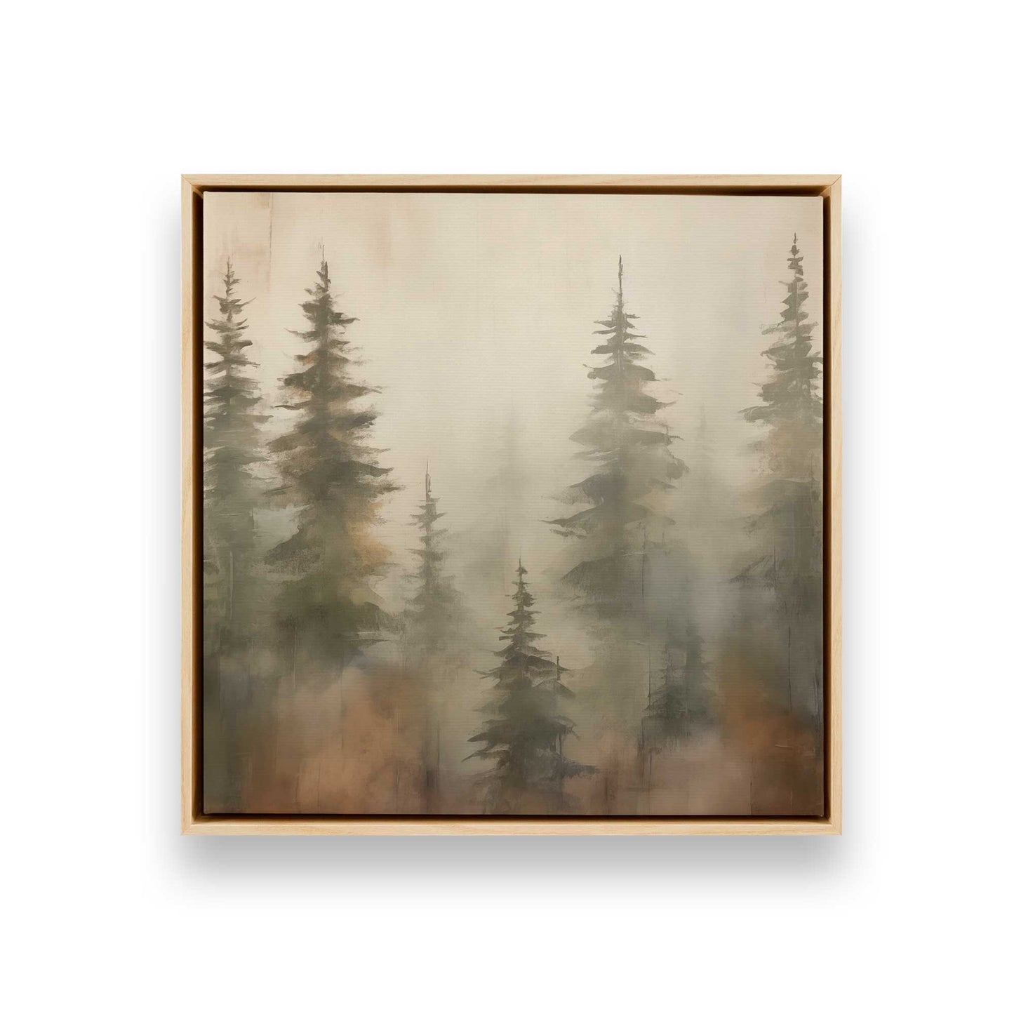Foggy Autumn Pines Canvas Print, Set of 2