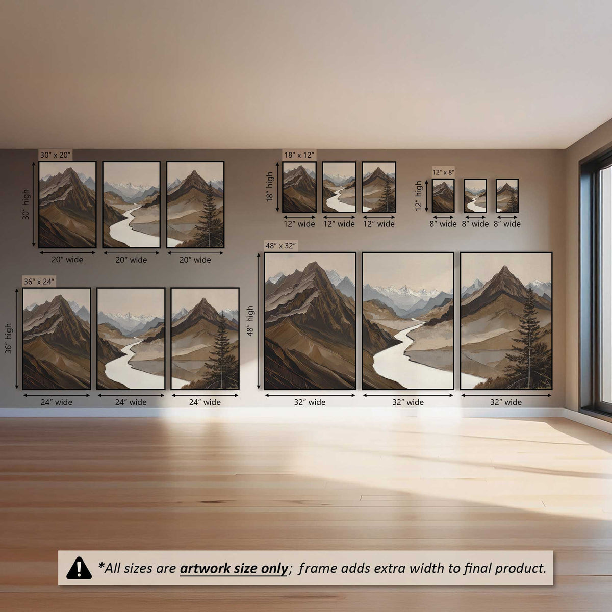 Mountain Layers, Set of 3 Canvas Prints