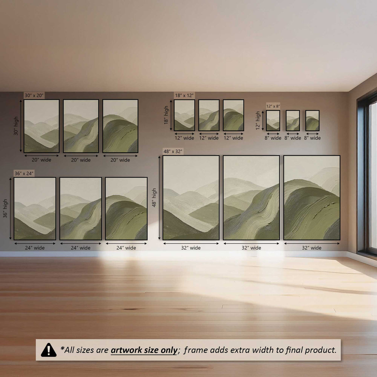Soft Meadow Slopes, Set of 3 Canvas Prints