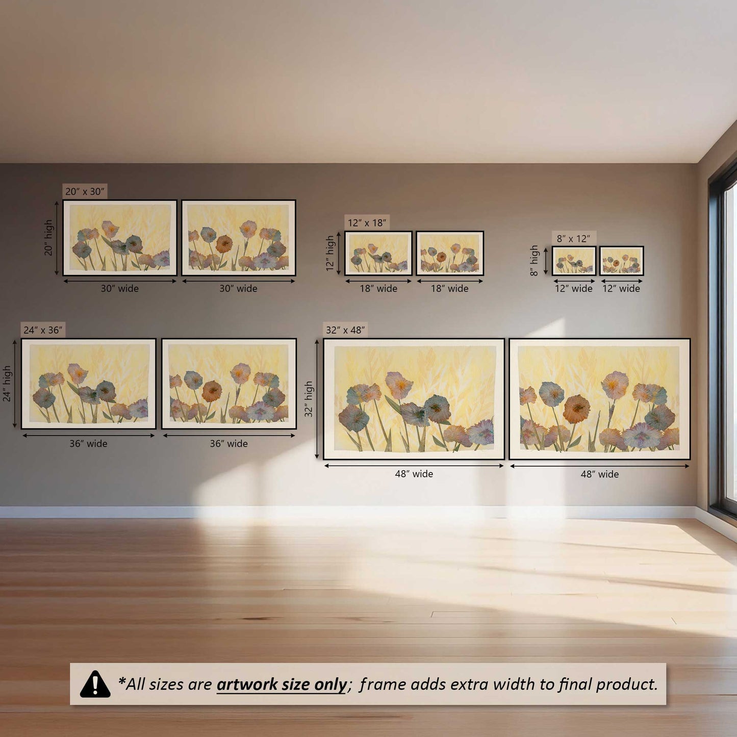 Golden Meadow Blooms, Set of 2 Canvas Prints