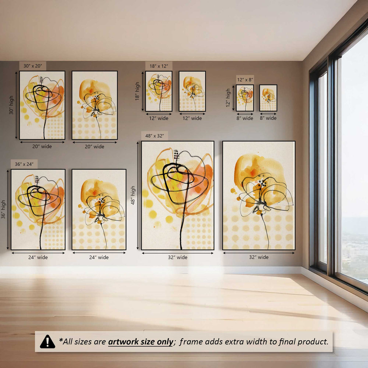 Sunshine Scribble Bloom, Set of 2 Canvas Prints