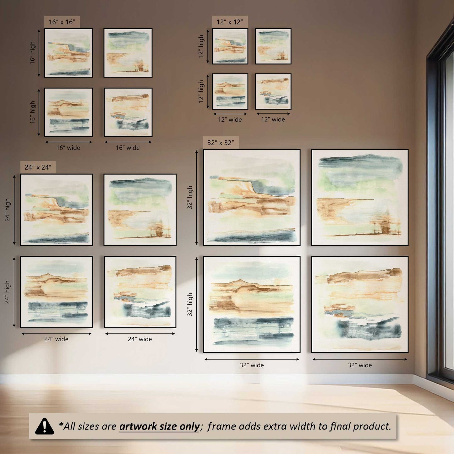 Sandy Sky Stripes, Set of 4 Canvas Prints