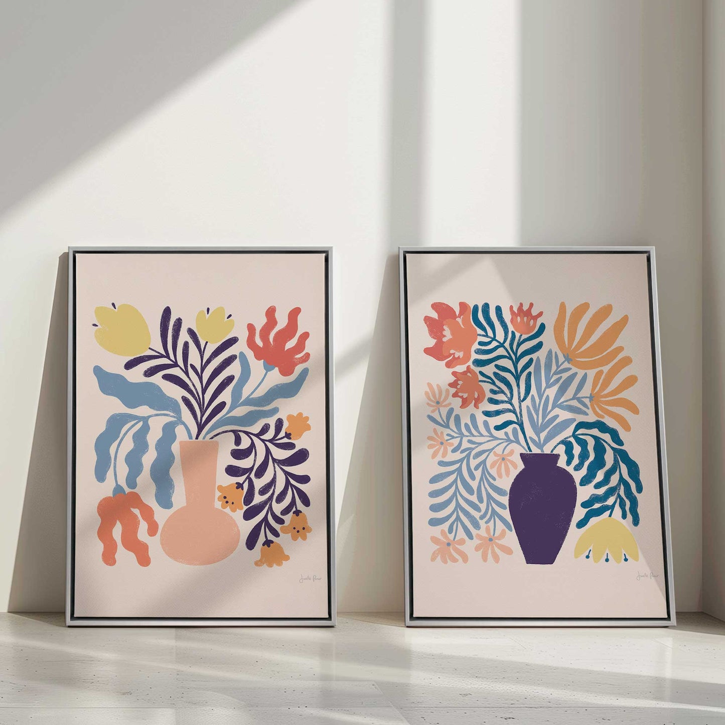 Vibrant Vases Canvas Print, Set of 2