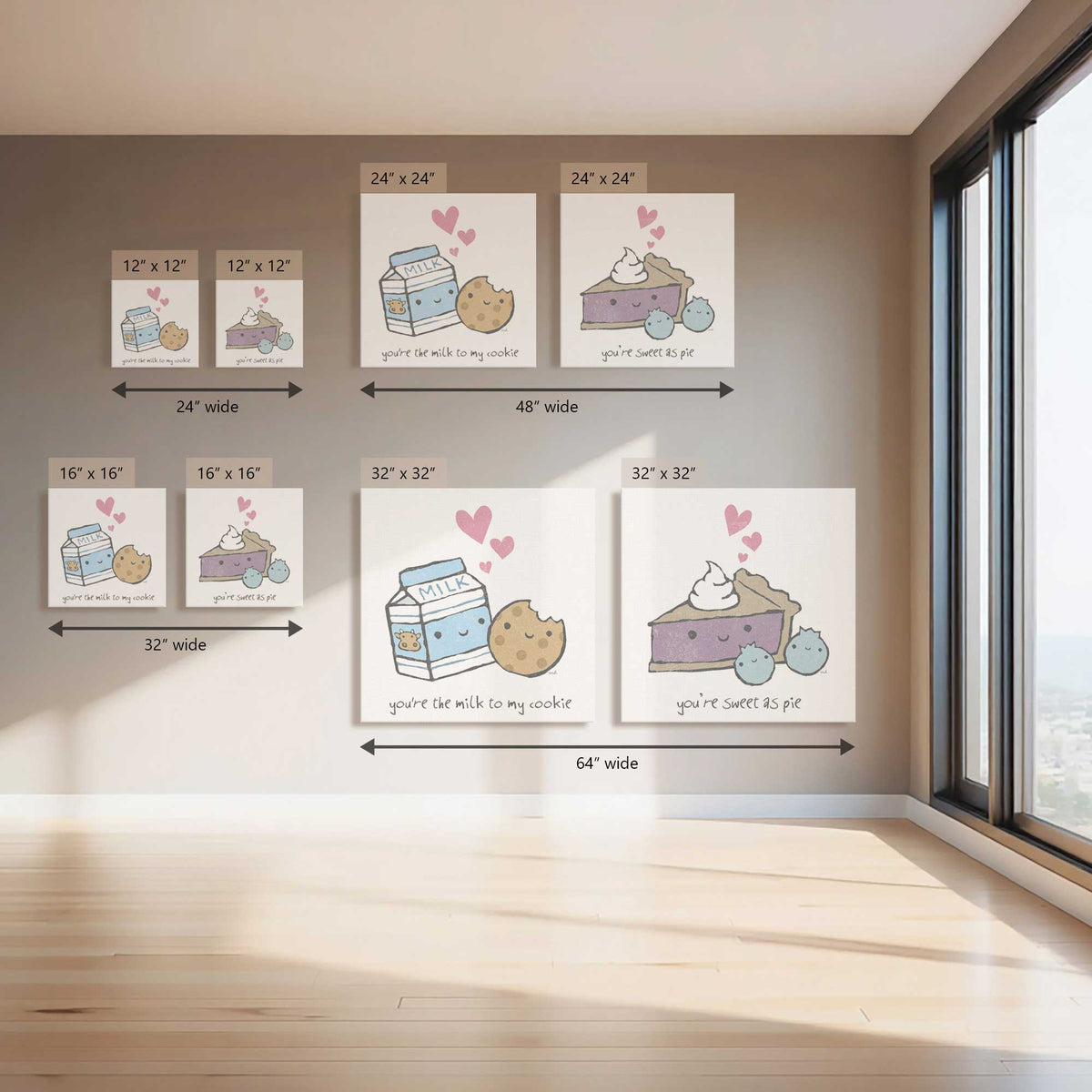 Snack Love Duo Canvas Print, Set of 2