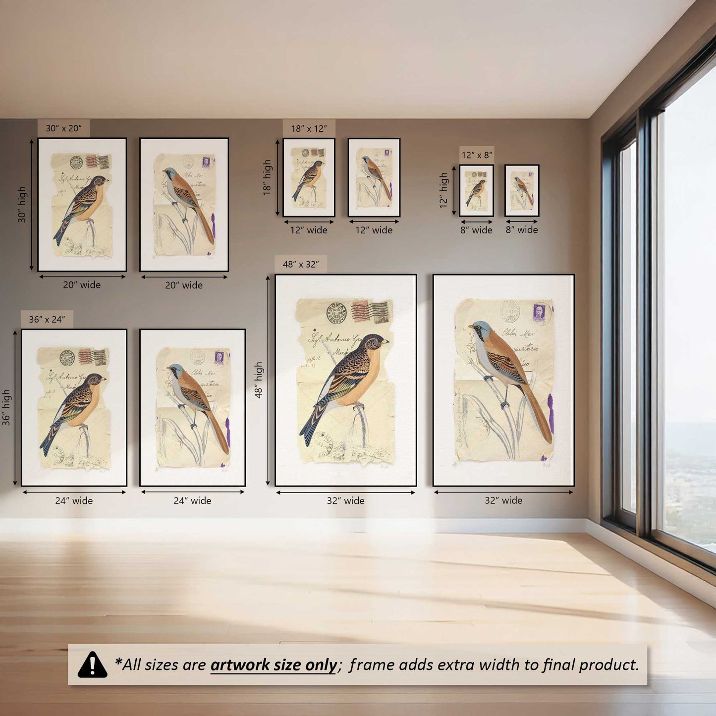 Love Letter Birds, Set of 2 Canvas Prints