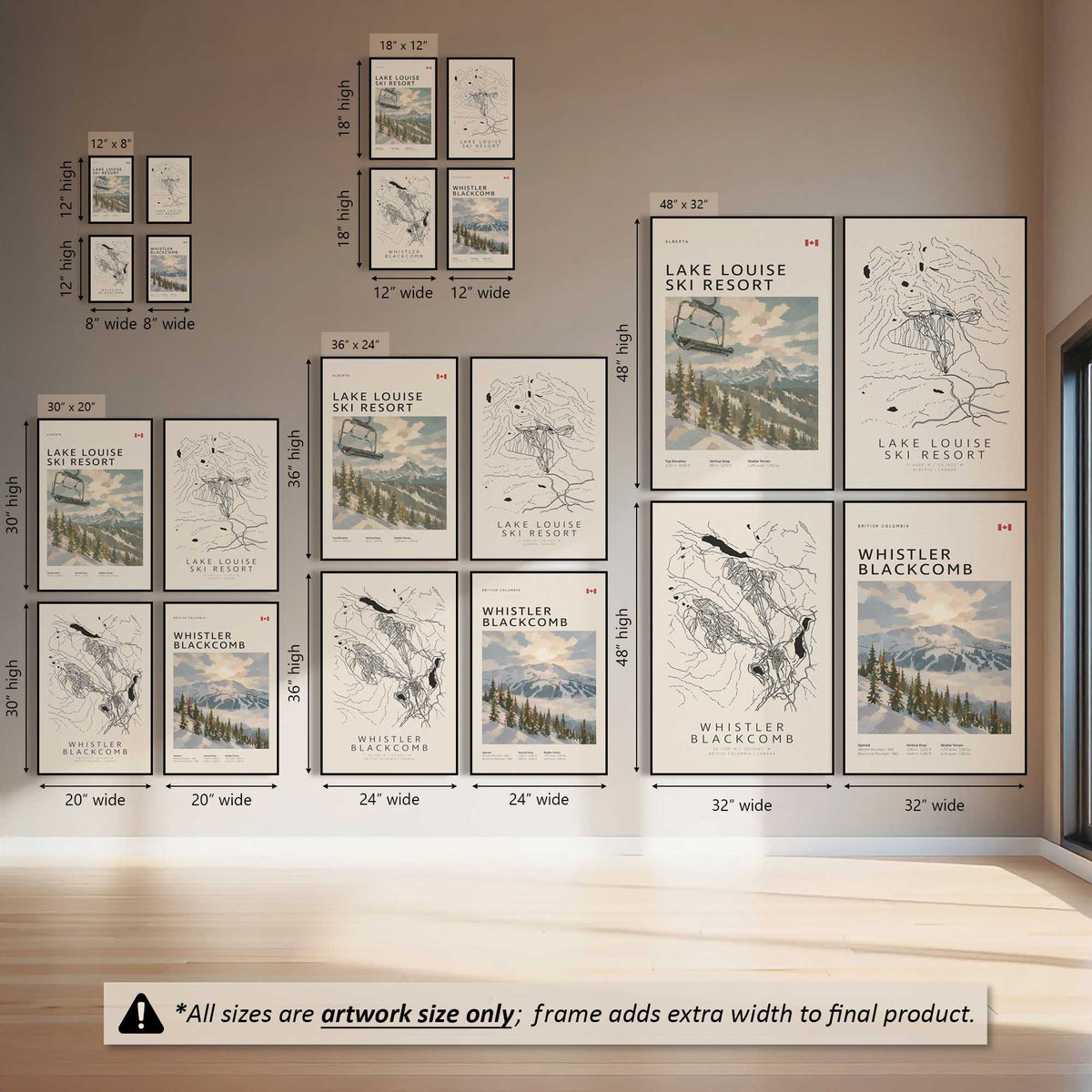 Ski Lines Ahead, Set of 4 Canvas Prints