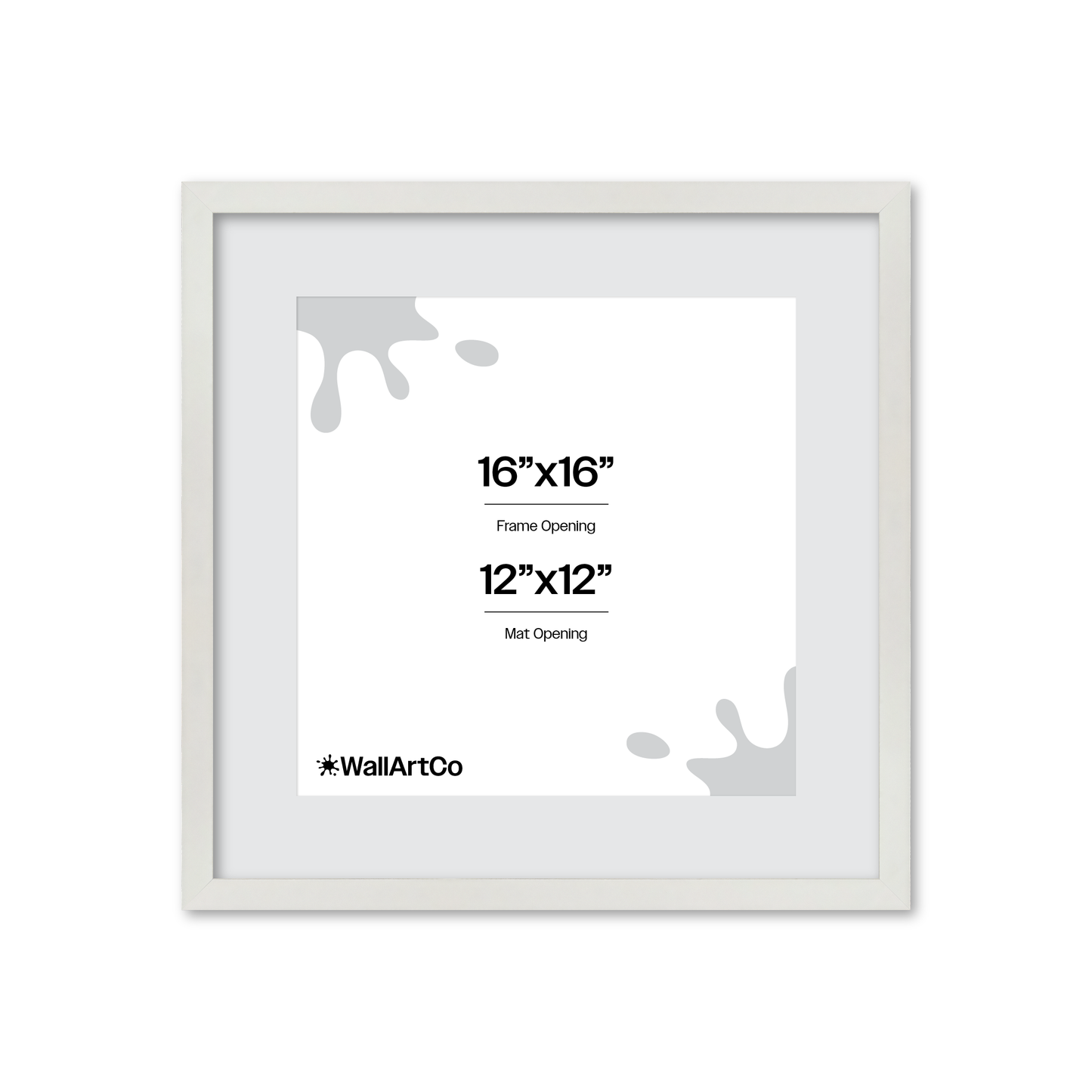 16" x 16" White Lacquer Manhattan Wall Frame