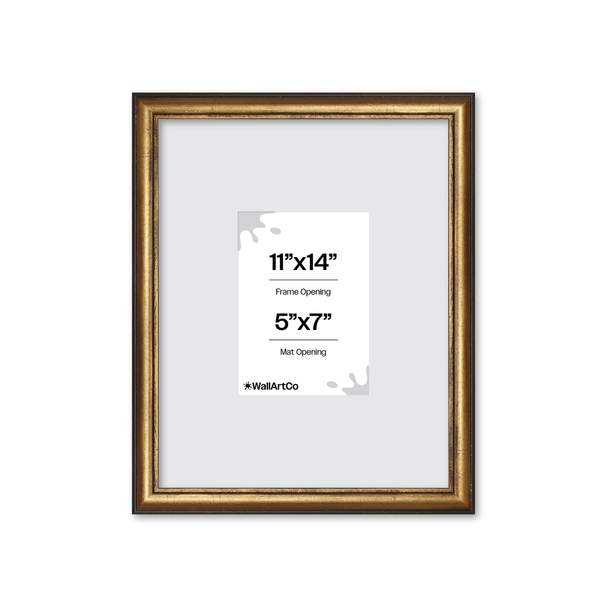 11" x 14" The Backbone Black and Gold Picture Frame - Wide Mat